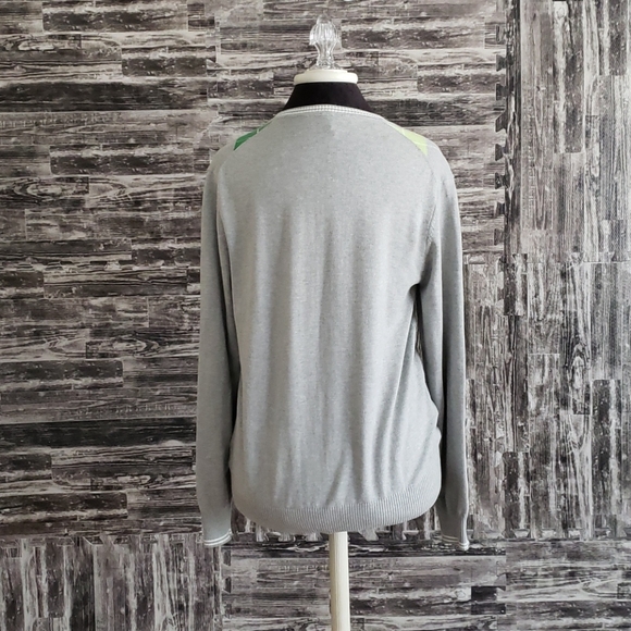 STILE BENETTON Grey GRN diamond Plaid Sweater MEDium United Colors preppy sport - Picture 4 of 11